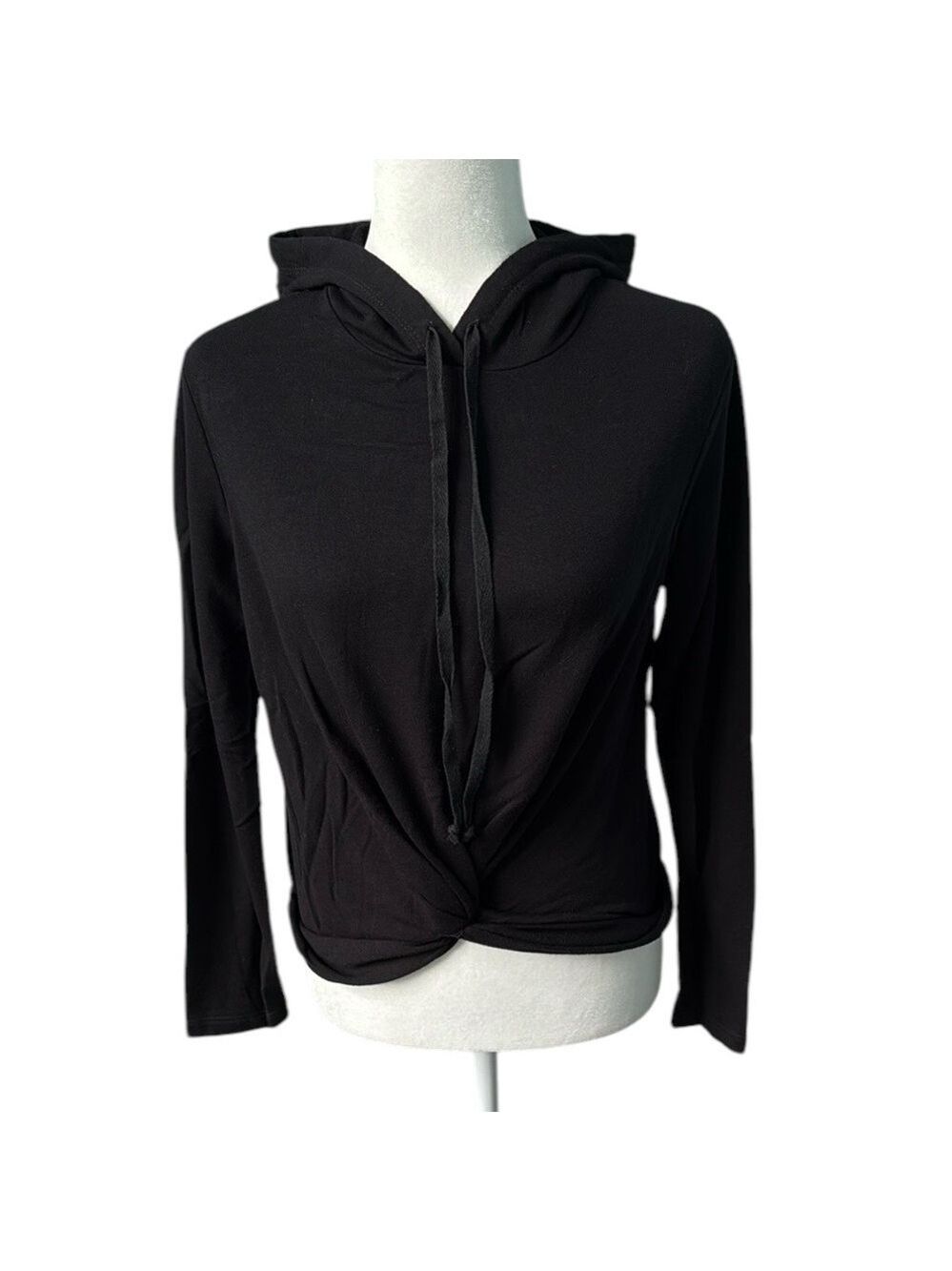 Anthropologie Drew Twist Front Pullover Black Hoodie Size Small